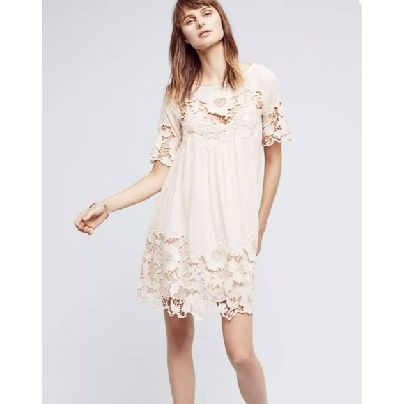 Anthrolopogie Holding Horses Magnolia Lace Ivory Dress Size 0 - Picture 1 of 15